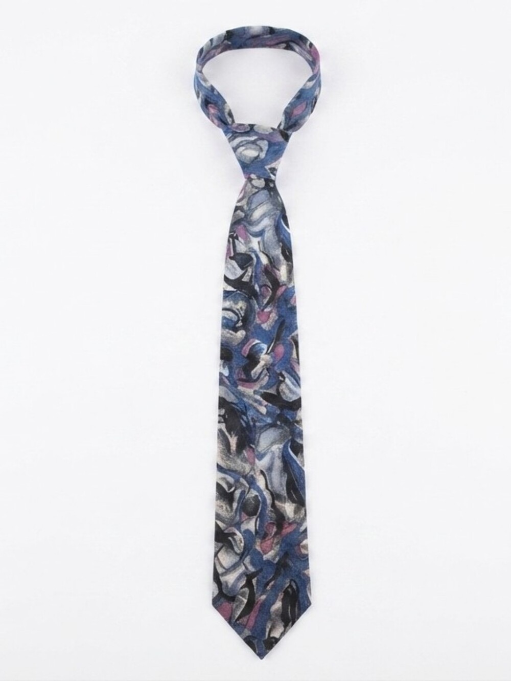 Vintage J. Garcia Collector's Edition Silk Necktie - Abstract Gray/Blue/Mauve Ar